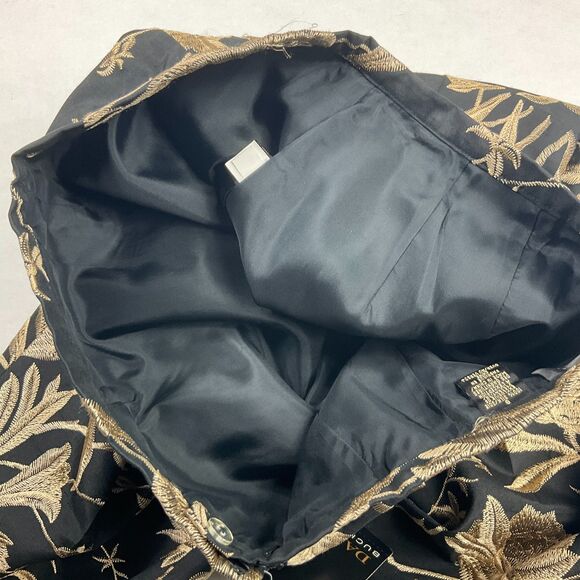 Dana Buchman Womens Silk Pants 8 Black Gold Embroidered Floral Boho NWT Luxe - Picture 11 of 12